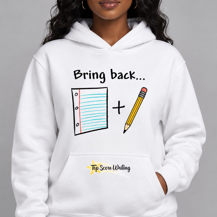 Bring Back Paper and Pencil Hoodie White