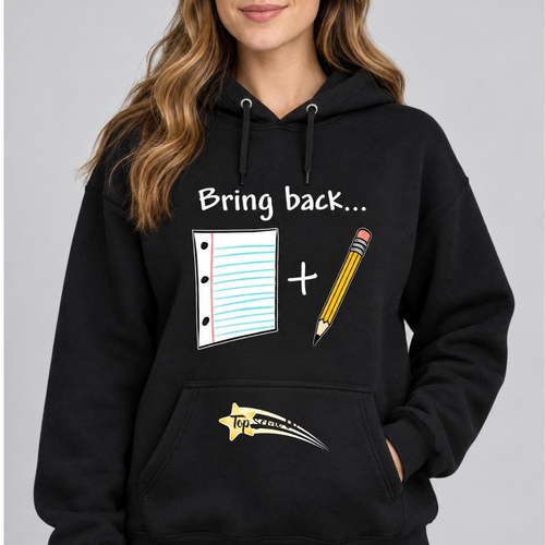 Bring Back Paper and Pencil Hoodie Black
