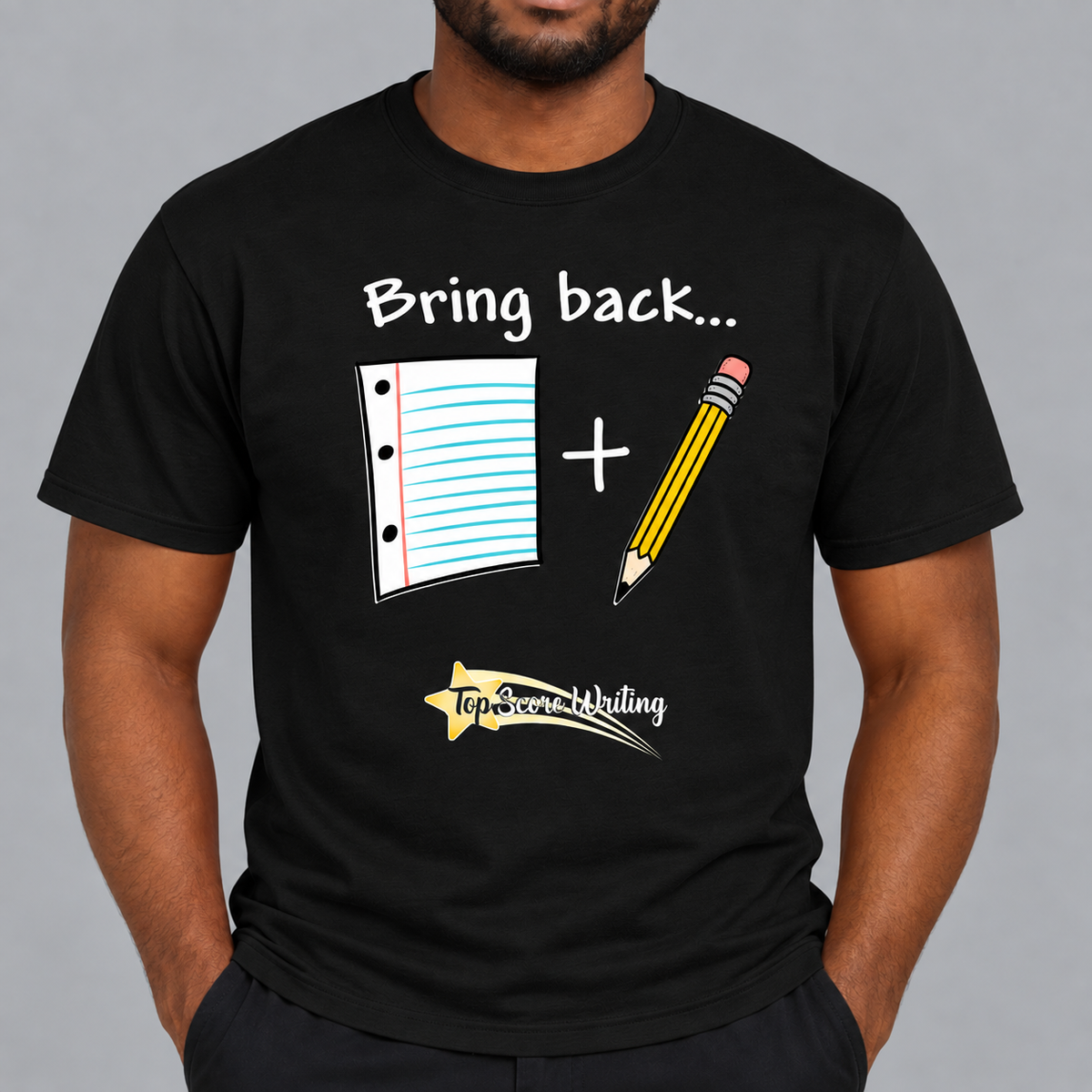 Bring Back Paper and Pencil T-Shrt Black