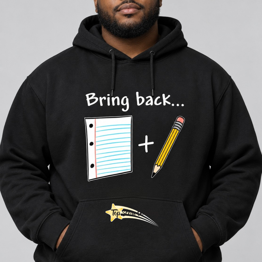 Bring Back Paper and Pencil Hoodie Black