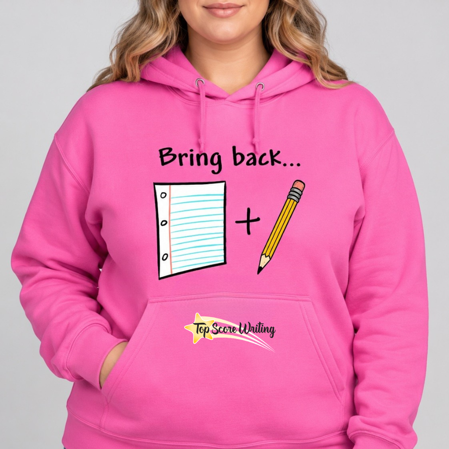 Bring Back Paper and Pencil Hoodie Pink