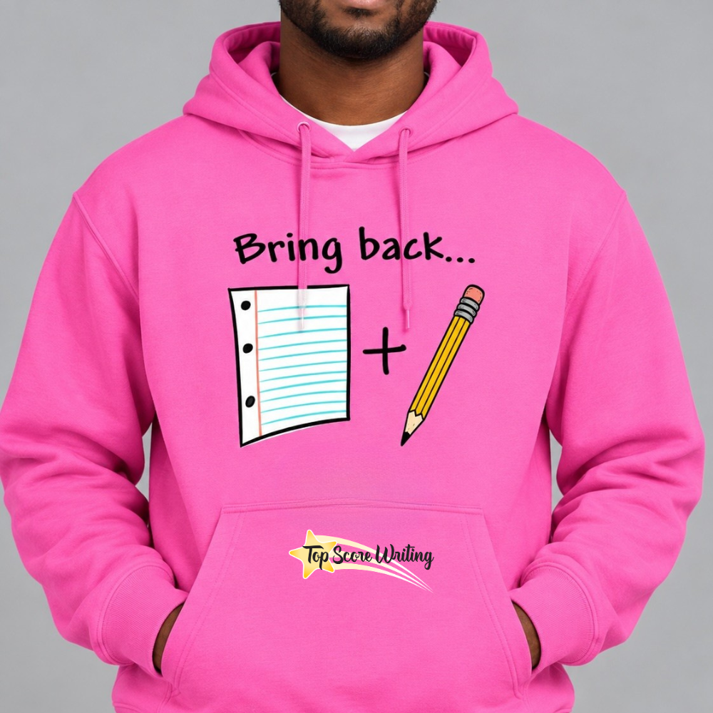 Bring Back Paper and Pencil Hoodie Pink