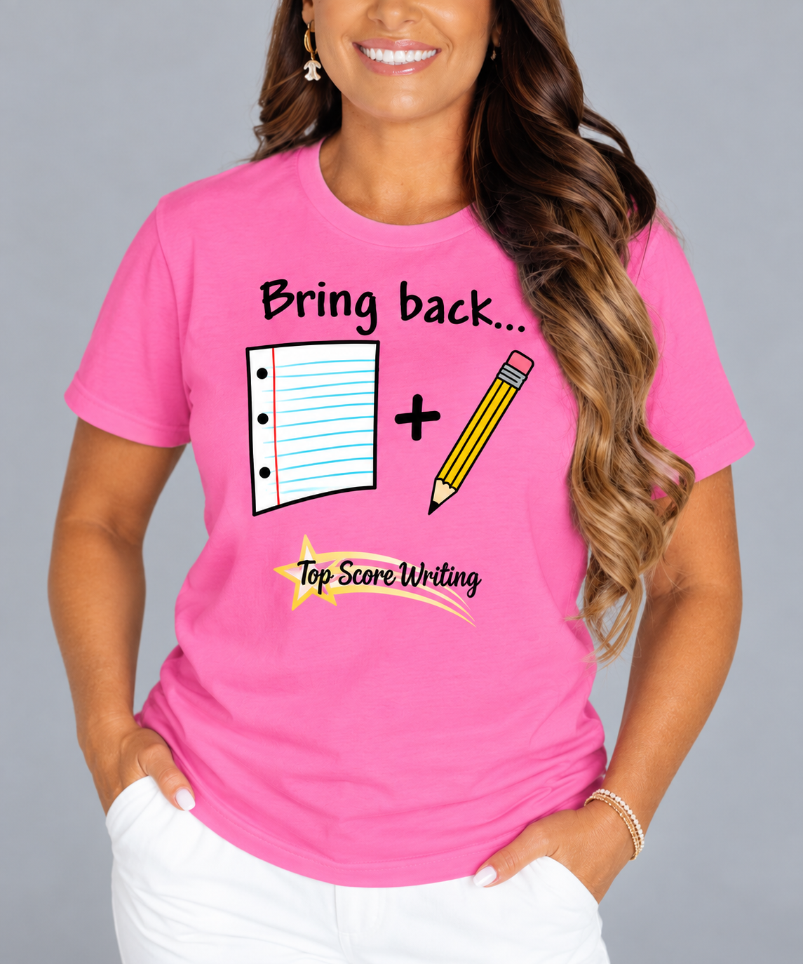 Bring Back Paper and Pencil T-Shrt Pink