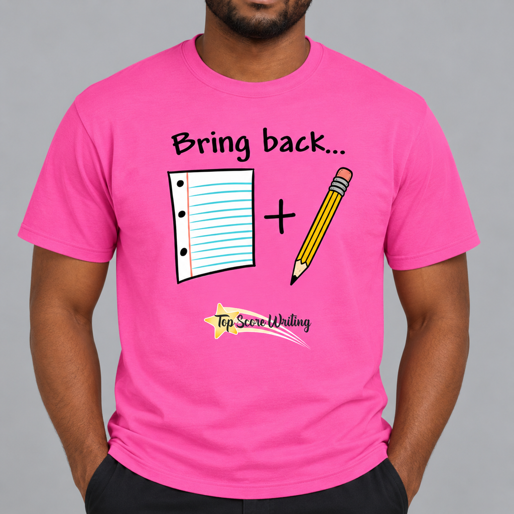 Bring Back Paper and Pencil T-Shrt Pink